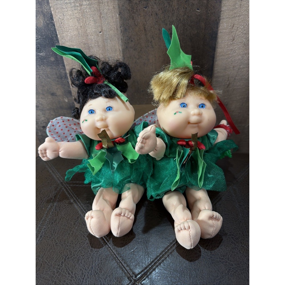 Cabbage Patch Kids Garden Fairies Lot of 2 Winter Holly Dolls Mattel 8" Vintage